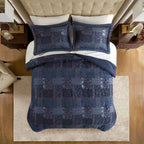 4-Piece Patchwork Chenille Jacquard Comforter Set - Warm Deep-Toned Heavyweight Bedding with Shams and Bed Skirt