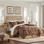 4-Piece Regal Chenille Jacquard Comforter Set - Croscill Julius Traditional Heavyweight Bedding with Shams and Bed Skirt