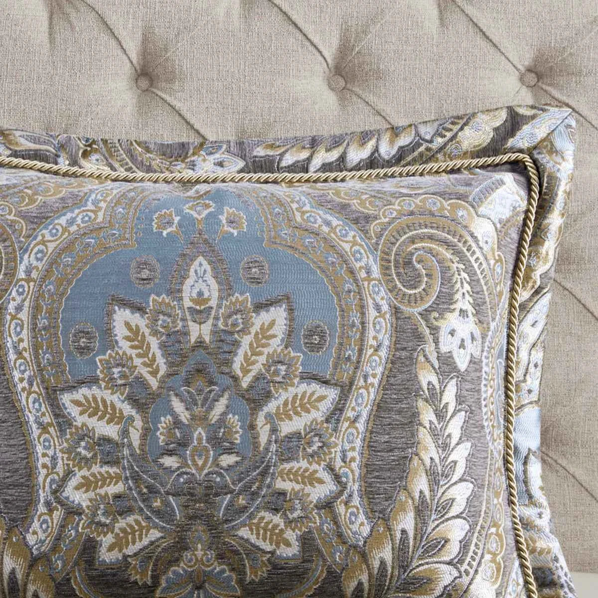 4-Piece Regal Chenille Jacquard Comforter Set - Croscill Julius Traditional Heavyweight Bedding with Shams and Bed Skirt