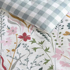 3-Piece Eddie Bauer Woodland Forest Pink Floral Cotton Reversible Comforter Set - Plaid Reverse Bedding with Shams