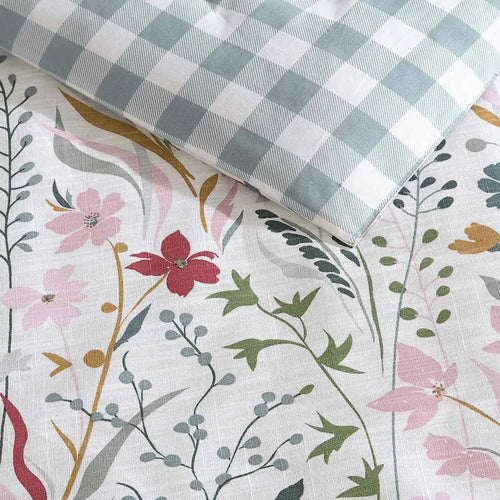 3-Piece Eddie Bauer Woodland Forest Pink Floral Cotton Reversible Comforter Set - Plaid Reverse Bedding with Shams