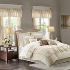 24-Piece Faux Silk Tufted Comforter Set - Complete Bedroom in a Bag with Sheet Set Decor Pillows and Window Drapes