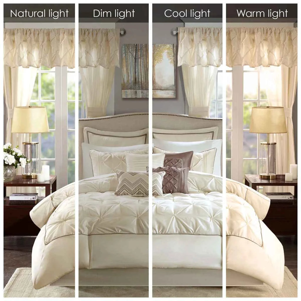24-Piece Faux Silk Tufted Comforter Set - Complete Bedroom in a Bag with Sheet Set Decor Pillows and Window Drapes