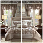 24-Piece Faux Silk Tufted Comforter Set - Complete Bedroom in a Bag with Sheet Set Decor Pillows and Window Drapes