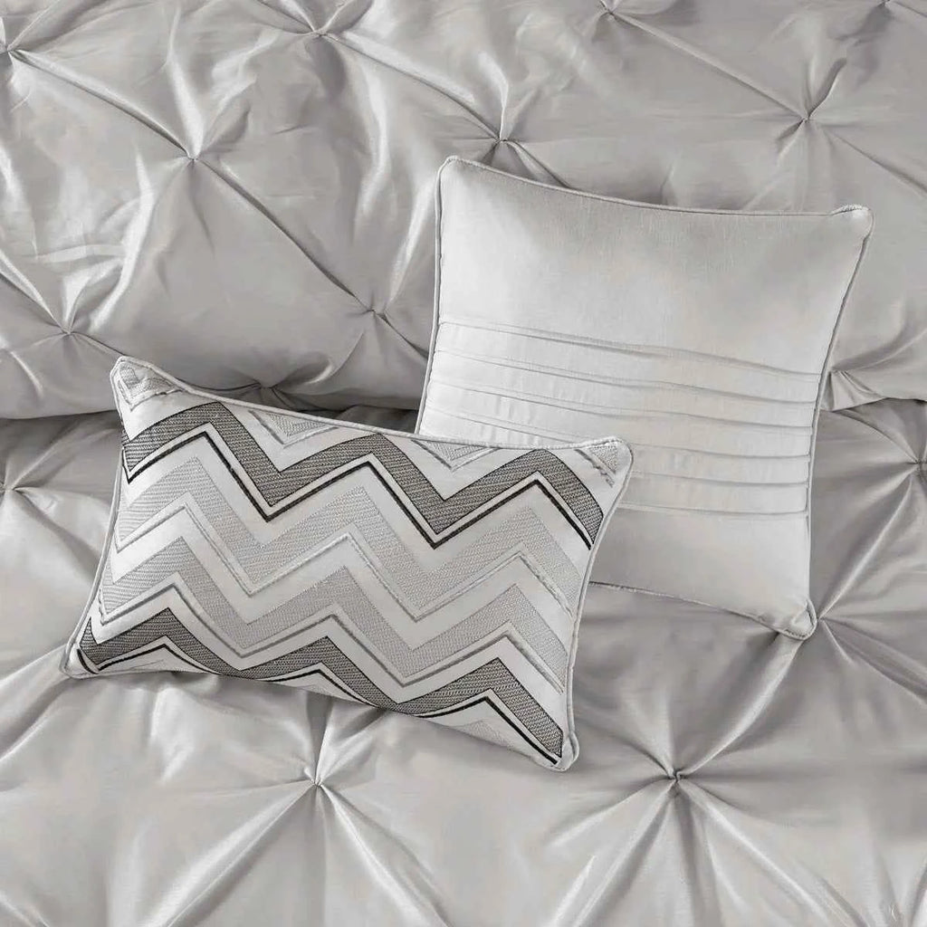 24-Piece Faux Silk Tufted Comforter Set - Complete Bedroom in a Bag with Sheet Set Decor Pillows and Window Drapes