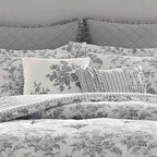 6-Piece Reversible Cotton Comforter Set - Floral Bedding with Matching Shams and Decorative Pillows