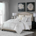8-Piece Metallic Detailed Reversible Comforter Set with Removable Insert - White Glam Bedding with Euro Shams