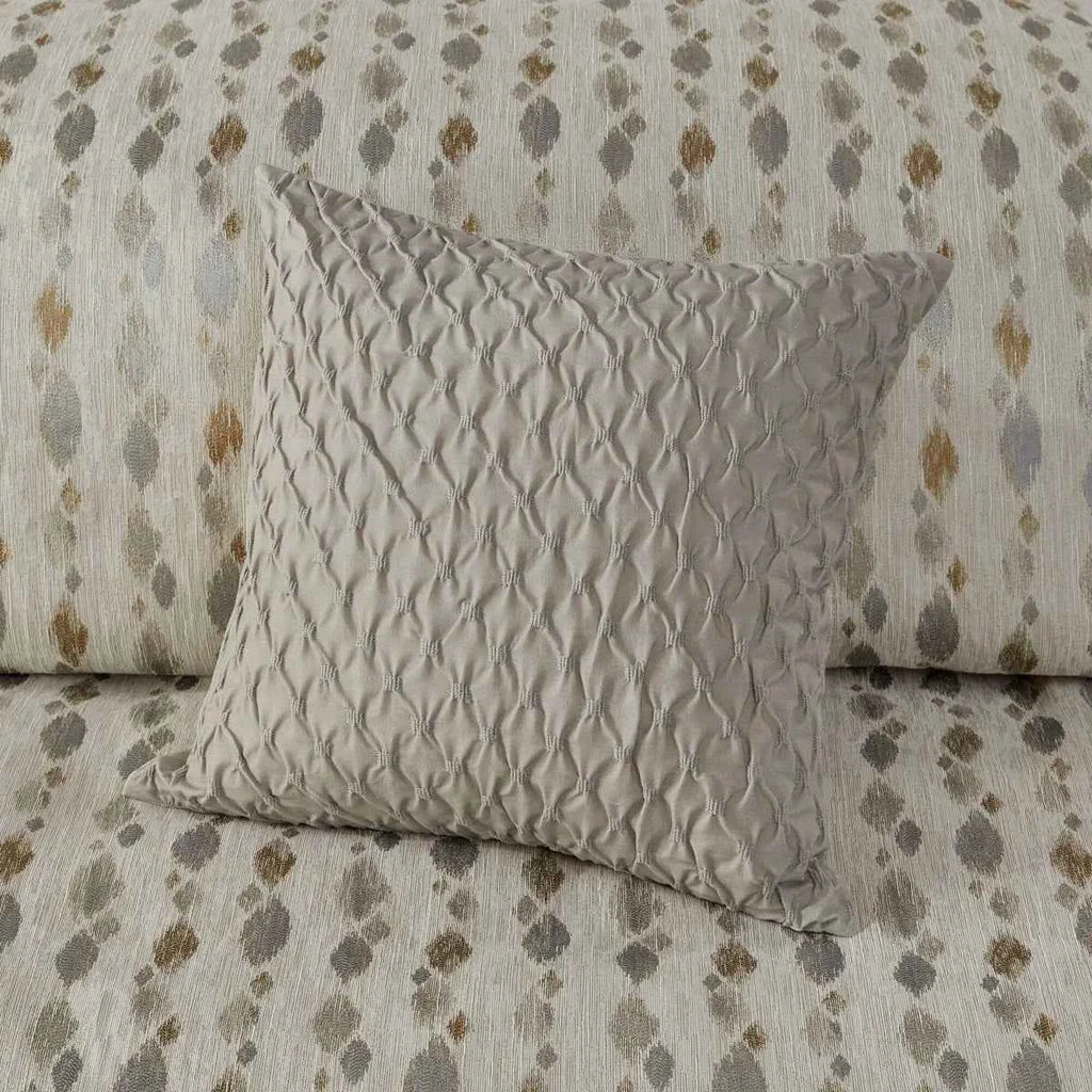 Diamond Jacquard Reversible Comforter Set with Removable Cover - Slubbed Yarn Bedding with Euro Shams