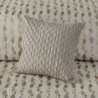 Diamond Jacquard Reversible Comforter Set with Removable Cover - Slubbed Yarn Bedding with Euro Shams
