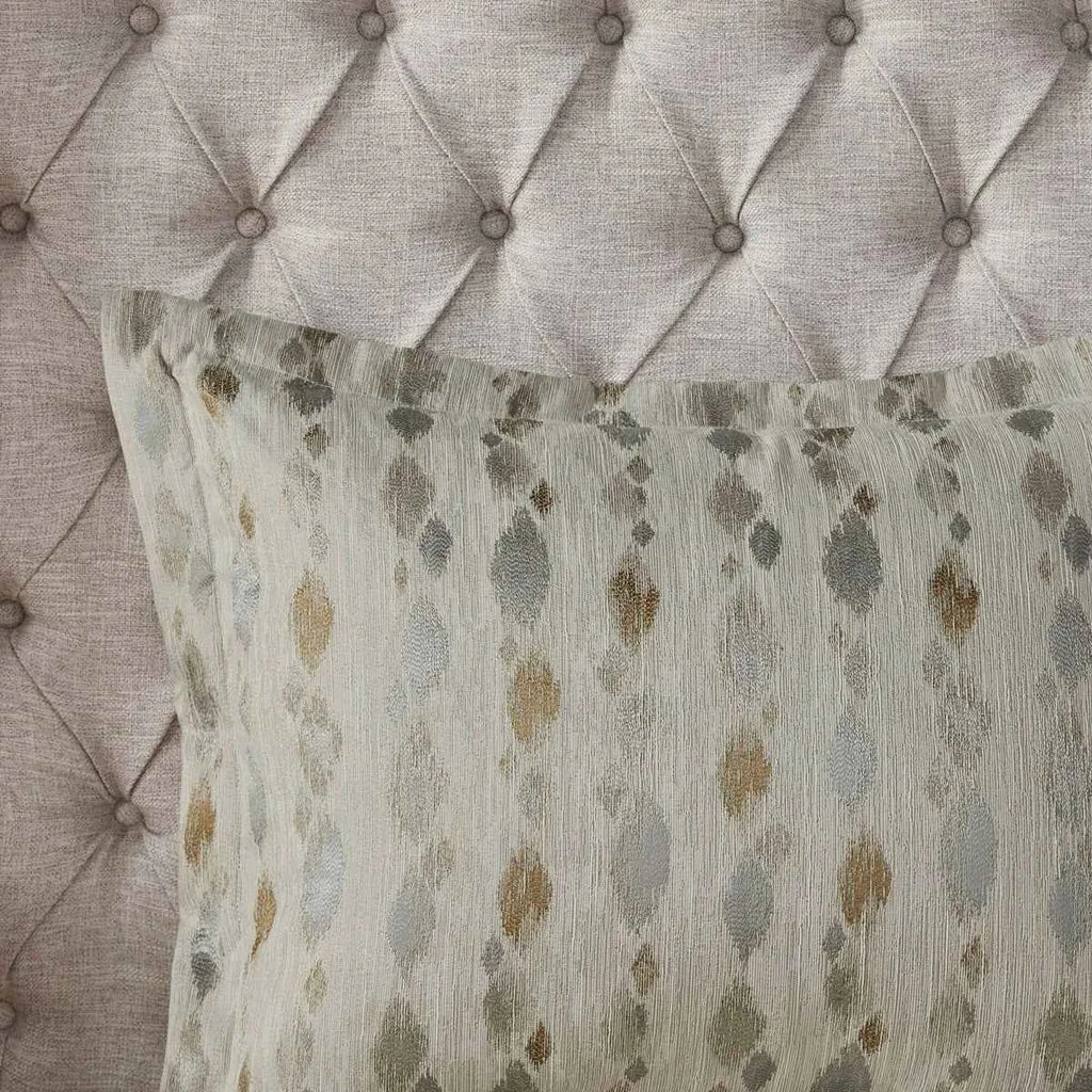 Diamond Jacquard Reversible Comforter Set with Removable Cover - Slubbed Yarn Bedding with Euro Shams