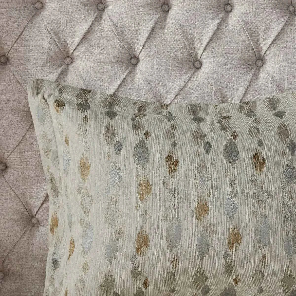 Diamond Jacquard Reversible Comforter Set with Removable Cover - Slubbed Yarn Bedding with Euro Shams