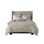 Diamond Jacquard Reversible Comforter Set with Removable Cover - Slubbed Yarn Bedding with Euro Shams