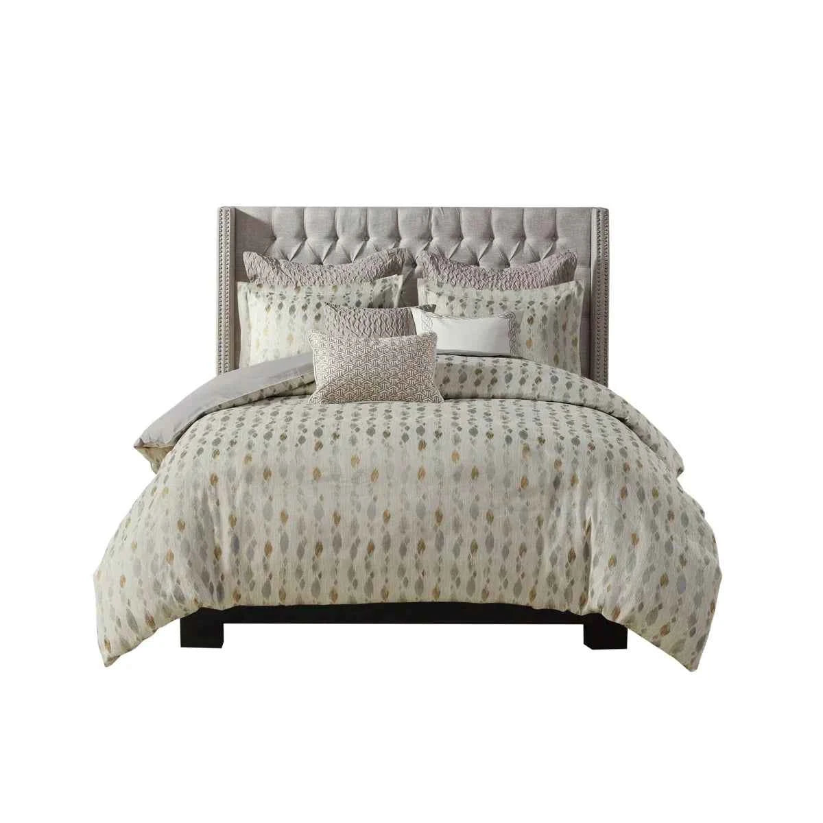 Diamond Jacquard Reversible Comforter Set with Removable Cover - Slubbed Yarn Bedding with Euro Shams