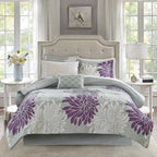Complete Maible Floral Microfiber Comforter and Cotton Sheet Set - Bed in a Bag with Bed Skirt and Accent Pillow