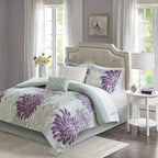Complete Maible Floral Microfiber Comforter and Cotton Sheet Set - Bed in a Bag with Bed Skirt and Accent Pillow
