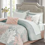 Complete Maible Floral Microfiber Comforter and Cotton Sheet Set - Bed in a Bag with Bed Skirt and Accent Pillow