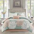 Complete Maible Floral Microfiber Comforter and Cotton Sheet Set - Bed in a Bag with Bed Skirt and Accent Pillow