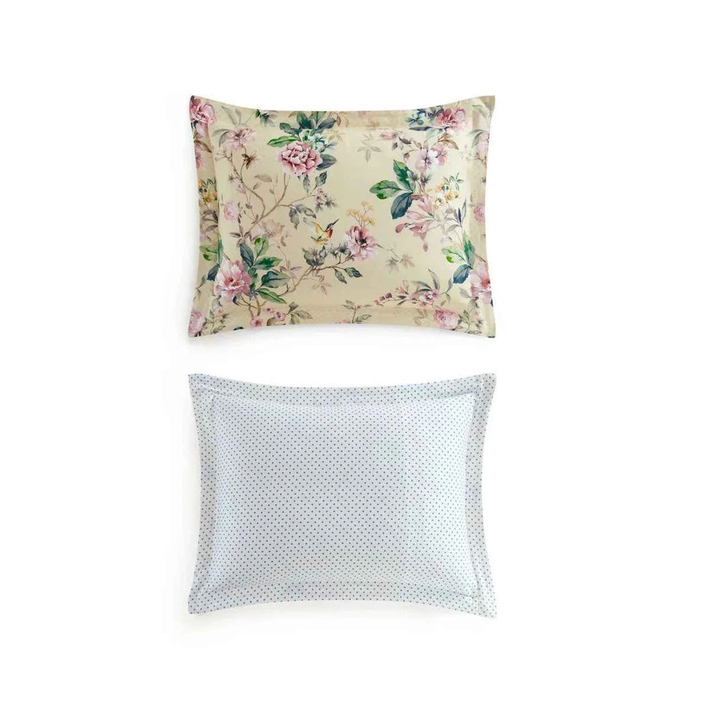 Songbird 100% Cotton Sateen Reversible Floral Comforter Set - Soft Pink Blue and Green Bedding with Pillow Shams