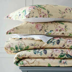 Songbird 100% Cotton Sateen Reversible Floral Comforter Set - Soft Pink Blue and Green Bedding with Pillow Shams