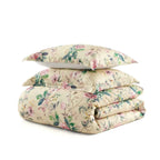 Songbird 100% Cotton Sateen Reversible Floral Comforter Set - Soft Pink Blue and Green Bedding with Pillow Shams