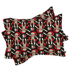 Holiday Sock Monkey Printed Polyester Comforter Set - Christmas Bedding with Cream Backing