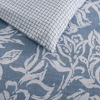 Tortola Reversible Cotton Slub Comforter Set - Printed Painterly Floral Bedding with Pillow Shams