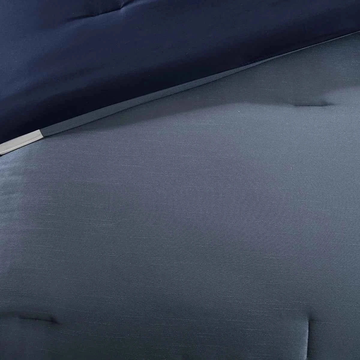 7-Piece Blue and Taupe Reversible Comforter Set - Hotel Style Queen Bedding Ensemble with Pillows and Bed Skirt