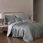 Noble Tencel Lyocell Reversible Comforter Set - Smooth Silky Bedding with Euro Shams and Decorative Pillows