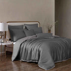 Noble Tencel Lyocell Reversible Comforter Set - Smooth Silky Bedding with Euro Shams and Decorative Pillows