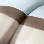 7-Piece Blue and Taupe Reversible Comforter Set - Hotel Style Queen Bedding Ensemble with Pillows and Bed Skirt