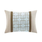 7-Piece Blue and Taupe Reversible Comforter Set - Hotel Style Queen Bedding Ensemble with Pillows and Bed Skirt