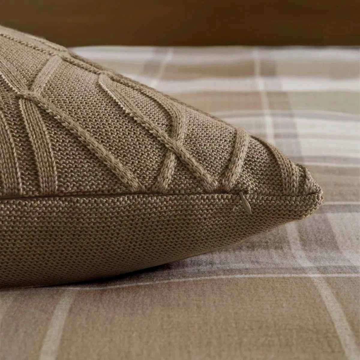 8-Piece Cotton Jacquard Plaid Comforter Set with Removable Insert - Urban Cabin Neutral Farmhouse Bedding with Euro Shams