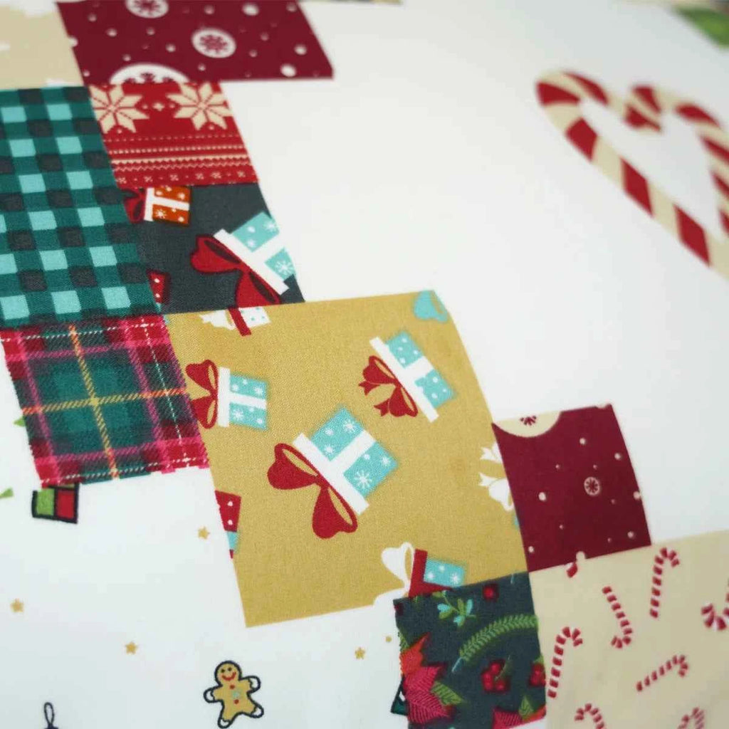 Holiday Love 3 Piece Reversible Festive Patchwork Comforter Set - Printed Christmas Bedding with Pillow Shams