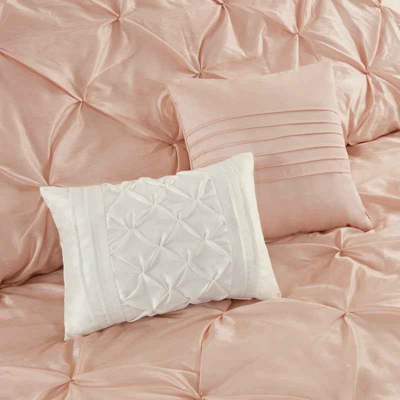 24-Piece Faux Silk Tufted Comforter Set - Complete Bedroom in a Bag with Sheet Set Decor Pillows and Window Drapes