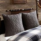 8-Piece Cotton Jacquard Plaid Comforter Set with Removable Insert - Urban Cabin Neutral Farmhouse Bedding with Euro Shams