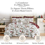 White Christmas Reversible Microfiber Comforter Set - Festive Winter Bedding with Pillow Shams