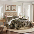 4-Piece Regal Chenille Jacquard Comforter Set - Croscill Julius Traditional Heavyweight Bedding with Shams and Bed Skirt