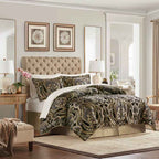 4-Piece Regal Chenille Jacquard Comforter Set - Croscill Julius Traditional Heavyweight Bedding with Shams and Bed Skirt