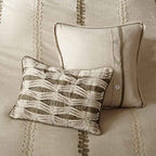 9-Piece Soutache Cord Embroidered Reversible Comforter Set with Removable Insert - Linen-Look Bedding with Euro Shams