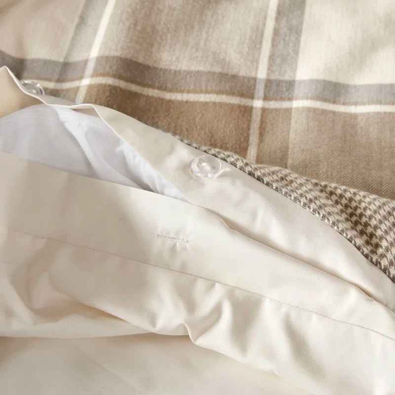8-Piece Cotton Jacquard Plaid Comforter Set with Removable Insert - Urban Cabin Neutral Farmhouse Bedding with Euro Shams