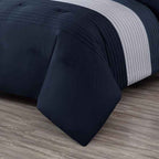 7-Piece Patchwork Pleated Stripe Bed in a Bag Comforter Set - Microfiber Bedding with 15-Inch Deep Pocket Sheets