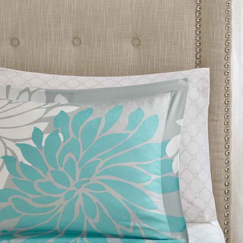 Complete Maible Floral Microfiber Comforter and Cotton Sheet Set - Bed in a Bag with Bed Skirt and Accent Pillow
