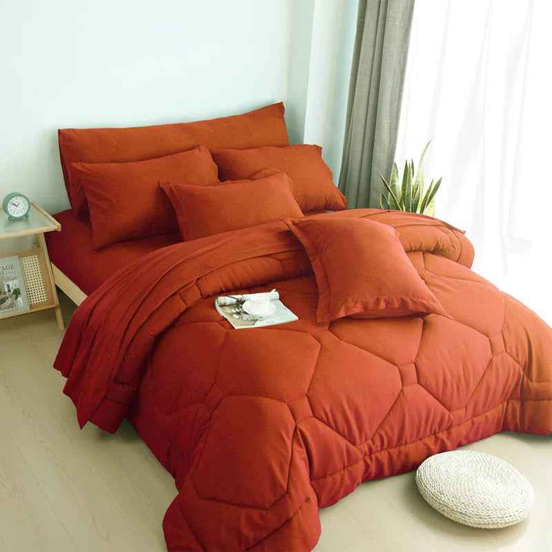 8-Piece Modern Geometric Comforter Set with Sheets - All-Season Honeycomb Microfiber Bed in a Bag with Duvet Corner Loops