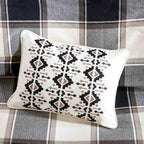 8-Piece Cotton Jacquard Plaid Comforter Set with Removable Insert - Urban Cabin Neutral Farmhouse Bedding with Euro Shams