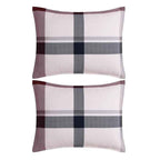 Tommy Hilfiger Prospect Park Plaid 100% Cotton Reversible Comforter Set - Navy Red and Ivory Bedding with Pillow Shams