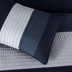 7-Piece Patchwork Pleated Stripe Bed in a Bag Comforter Set - Microfiber Bedding with 15-Inch Deep Pocket Sheets