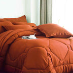 8-Piece Modern Geometric Comforter Set with Sheets - All-Season Honeycomb Microfiber Bed in a Bag with Duvet Corner Loops