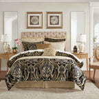 4-Piece Regal Chenille Jacquard Comforter Set - Croscill Julius Traditional Heavyweight Bedding with Shams and Bed Skirt