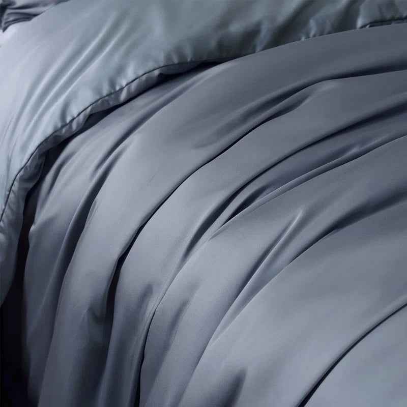Noble Tencel Lyocell Reversible Comforter Set - Smooth Silky Bedding with Euro Shams and Decorative Pillows