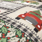 Winter Cottage Reversible Microfiber Holiday Comforter Set - Printed Patchwork Bedding with Pillow Shams